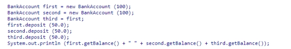 What will be output from the following statements that use BankAccount class?
