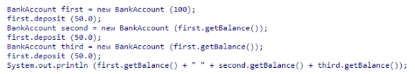What will be output from the following statements that use BankAccount class?