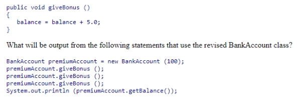 Assume the method below has been added to the BankAccount class.