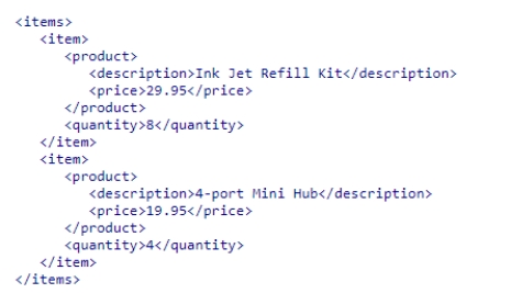 Given the following code, what will the XPath /items/item[0]/quantity select?   A.19.95 B.4 C.8 D.The element does not exist.<div style=padding-top: 35px> 