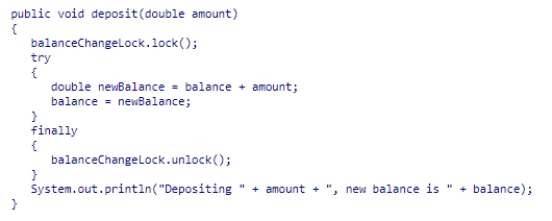 Consider the following change to the deposit method in Section 22.4: What is the consequence of this change? A.The bank account balances may no longer be correctly updated. B.The printouts may become intermingled. C.The printouts may no longer display the correct balances. D.All of the above.