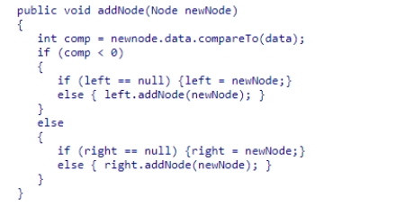 Consider the following addNode method for inserting a newNode into a binary search tree: Which of the following sequences of insertions will result in a balanced tree? In each sequence, the first node inserted becomes the root of the tree on which the addNode method is called for the subsequent insertions. I 12, 7, 25, 6, 9, 13, 44 II 12, 7, 25, 44, 13, 6, 9 III 12, 25, 44, 13, 6, 9, 7 A.I and II only B.I only C.II only D.I and III only