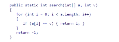 The following code is an example of a ___ search. A.binary B.sorted C.linear D.random