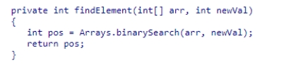 A portion of your program includes the method shown in the code snippet below to examine the elements of an array arr: What can you conclude about the running time of this section of code? A.Its running time will be O(log (n)). B.Its running time will be O(n). C.Its running time will be O(n log (n)). D.Its running time will be O(n2).