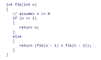 Consider the following code snippet for calculating Fibonacci numbers recursively: Identify the terminating condition in this recursive method. A.n < 1 B.n <= 1 C.fib(n - 1) D.fib(n - 1) + fib(n - 1)