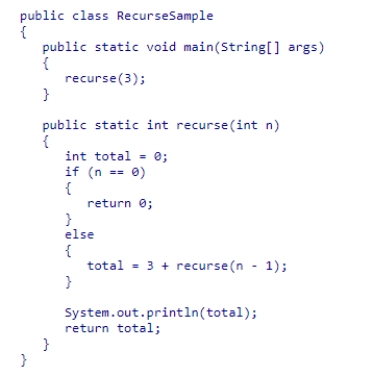 Given the following class code: What values will be printed? A.1, 3, and 6 B.3, 6, 9, and 12 C.1, 3, 6, and 9 D.3, 6, and 9