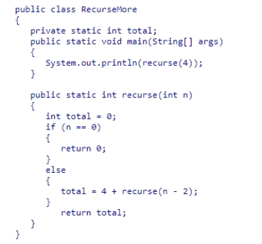 Given the following class code: What values will be printed when this code is executed? A.8 B.4 C.4 and 8 D.0, 4, and 8