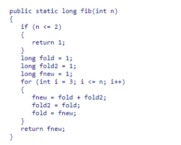 Consider the iterative version of the fib method from the textbook shown below: How many iterations of the for loop will there be for the call fib(6)? A.3 B.5 C.6 D.4