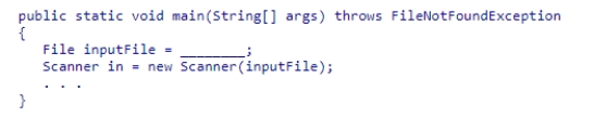 Insert the missing code in the following code fragment.This fragment is intended to read an input file named dataIn.txt that resides in a folder named payroll on the C: drive of a Windows system. A.new File(c://payroll//dataIn.txt) B.new File(c:\payroll\dataIn.txt) C.new File(c:\\payroll\\dataIn.txt) D.new File(c:/payroll/dataIn.txt)