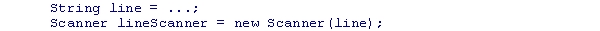 Consider the following code snippet. Which of the following statements about this code is correct? A.The methods of the Scanner class can be used on line to scan the string. B.The methods of the Scanner class can be used on lineScanner to scan the string. C.This code will not compile because a Scanner cannot be constructed on a String. D.This code compiles but generates a run-time exception.