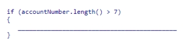 Complete the code fragment below, which is designed to throw an exception if String variable accountNumber has more than seven characters. A.throws new IllegalArgumentException(Account number exceeds maximum length); B.throw new IllegalArgumentException(Account number exceeds maximum length); C.throws IllegalArgumentException(Account number exceeds maximum length); D.throw IllegalArgumentException(Account number exceeds maximum length);