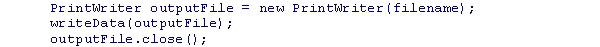 Consider the following code snippet: How can the program ensure that the file will be closed if an exception occurs on the writeData call?
