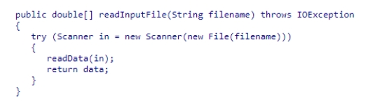 Consider the following code snippet, where data is a variable defined as a double array that is populated by the readData method for valid data: Which of the following statements about this method's code is correct?