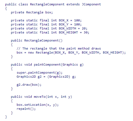 Consider the code snippet below: Which statement causes the rectangle to appear at an updated location?