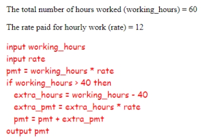 <strong>Evaluate the given pseudocode to calculate the payment (pmt) with the following test values: What is the final output? </strong> A)960 B)840 C)240 D)720