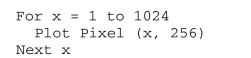 Assume that the box below represents a computer screen. Use it to complete Questions 16-18. Assume that the following code is applied to a computer monitor with resolution 1024 by 768. Describe the output.
