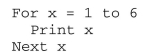 Assume that the box below represents a computer screen. Use it to complete Questions 16-18. What output would result from the following loop?