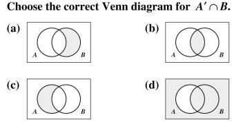 Let U = {0, 1, 2, 3, 4, 5, 6, 7, 8, 9} A = {1, 2, 8, 9} B = {1, 3, 6, 7, 8} C = {5, 6, 7, 8, 9} Find the following: (e) None of these