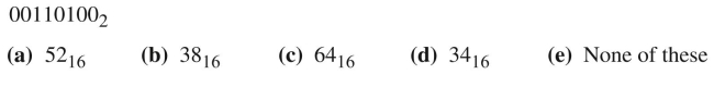 Find the hexadecimal equivalent for each of the following binary numbers.  <div style=padding-top: 35px> 