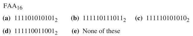 Find the binary equivalent for each of the following hexadecimal numbers.  <div style=padding-top: 35px> 