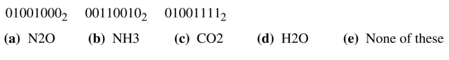 Find the ASCII bit pattern associated with each character. Translate the ASCII bit pattern below into a chemical formula. 25.  <div style=padding-top: 35px> 