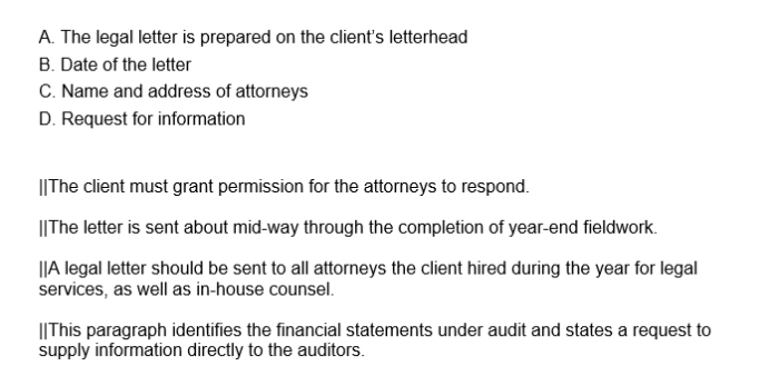 In the given table, match the sections of a legal letter on the left with the corresponding explanations on the right.