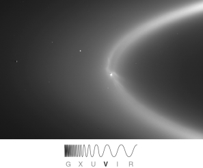 <strong>Saturn's E Ring is generated by material ejected from its moon Enceladus (the bright dot within the ring), as pictured in the figure below.What is the minimum velocity that Enceladus's material must achieve in order to become part of the ring? Enceladus has a mass Of 1.08 *10<sup>20</sup> kg and a radius of 250 km. </strong> A) 3.2 km/s B) 1.7 km/s C) 1.1 km/s D) 0.55 km/s E) 0.24 km/s