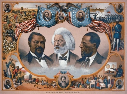 <strong> What does the image Heroes of the Colored Race represent about middle-class African Americans?</strong> A) They perceived themselves as superior to poor African Americans. B) They saw African American achievement as a thing of the past. C) They looked to their history to cultivate their hopes for the future. D) They placed greater hope in insurrection than in education.