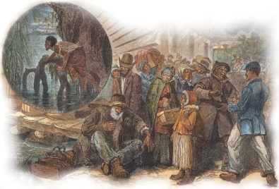 <strong> How did this image from Harper's Weekly capture the hope that many Exodusters expressed as they moved west from the Deep South to Kansas?</strong> A) Emancipation gave them the freedom to move to a promised land in the West. B) Manifest Destiny instilled a belief in them that God sanctioned their right to own land in the West. C) They were grateful for the wealth they accumulated that allowed them to establish new farms. D) They understood that traveling in groups was safer than traveling alone when moving west.