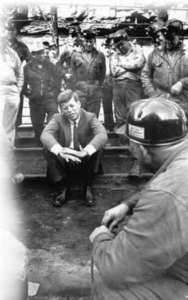   -What did 1960 Democratic presidential candidate John F. Kennedy mean when he stated that he was better off in the war [World War II] than they are in the coal mines when he met with coal miners in West Virginia during his campaign?
