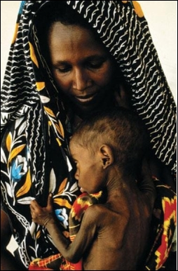<strong> How did these contrasting images from the early 1990s of a starving Somali woman and her child and of Somali rebels dragging the corpse of an American soldier through the streets of Mogadishu, Somalia, impact the American public's perception of African nations like Somalia?</strong> A) Both images caused the United States to appeal to the United Nations to send aid and peacekeeping forces to Somalia. B) Both images convinced President Clinton to submit to the public demand of withdrawing American troops from Somalia. C) Both images encouraged Americans to view African nations as dysfunctional places where famine and fighting were endemic. D) Both images rallied popular support for aiding the poor in East Africa, prompting President George H. W. Bush to send American troops to Somalia.
