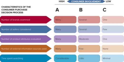 Figure 5-3 -In Figure 5-3 above, column A represents which of the following in terms of consumer involvement and product knowledge?