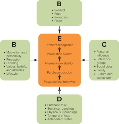 Figure 5-5 -In Figure 5-5 above, A represents the ________ influences that can affect the consumer purchase decision process.
