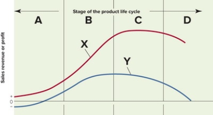 Figure 11-1 -Figure 11-1 above represents the stages of the product life cycle. What does section of the graph labeled C represent?