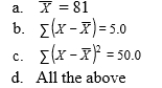 For the three scores 75, 80, 85, which of the following is true?