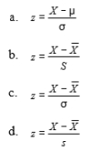 A raw score from a sample may be converted to a standard score by.