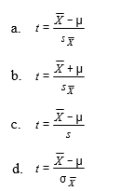 The formula for the one-sample t test is.