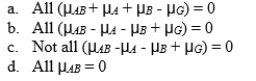 11-74 The null hypothesis for the interaction of factors A and B in a 3 × 4 between-subjects analysis of variance is H0:.