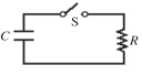 For the circuit shown in the figure, C = 13 µF and R = 7.6 MΩ. Initially the switch S is open with the capacitor charged to a voltage of 80 V. The switch is then closed at time t = 0.00 s. What is the charge on the capacitor 40 s after closing the switch?