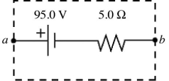 <strong>The emf and the internal resistance of a battery are as shown in the figure. If a current of 8.3 A is drawn from the battery when a resistor R is connected across the terminals ab of the battery, what is the power dissipated by the resistor R? </strong> A) 440 W B) 700 W C) 620 W D) 530 W E) 790 W