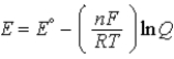 <strong>Which of the following equations represents the Nernst equation?</strong> A)   B)   C)   D)   E)   <div style=padding-top: 35px> 