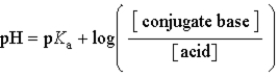 <strong>Which of the following mathematical expressions is the Henderson-Hasselbalch equation?</strong> A) B) C) D) E)