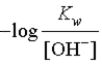<strong>Which of the following expressions is not equivalent to the formula of pH?</strong> A) -log [H<sup>+</sup>(aq)] B)   C) 14.0 - pOH D)   E) -log K<sub>w</sub> <div style=padding-top: 35px> 