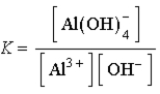 <strong>Which of the following expressions for K is correct for the reaction given below? Al<sup>3+</sup>(aq)+ 4 OH<sup>-</sup>(aq) Al(OH)<sub>4</sub><sup>-</sup>(aq)</strong> A) B) C) D) E)
