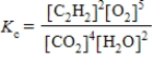 <strong>Which of the following expressions correctly describes the equilibrium constant K<sub>c</sub> for the reaction given below? 2 C<sub>2</sub>H<sub>2</sub>(g)+ 5 O<sub>2</sub>(g) 4 CO<sub>2</sub>(g)+ 2 H<sub>2</sub>O(g)</strong> A) B) C) D) E)
