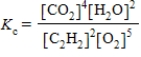 <strong>Which of the following expressions correctly describes the equilibrium constant K<sub>c</sub> for the reaction given below? 2 C<sub>2</sub>H<sub>2</sub>(g)+ 5 O<sub>2</sub>(g) 4 CO<sub>2</sub>(g)+ 2 H<sub>2</sub>O(g)</strong> A) B) C) D) E)
