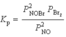 <strong>Write the expression for K<sub>p</sub> for the reaction below. 2 NOBr(g) 2 NO(g)+ Br<sub>2</sub>( )</strong> A) B) C) D) E)