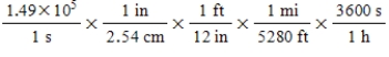 <strong>The average speed of oxygen molecules at 570°C is 1.49 × 10<sup>5</sup> cm/s.Which of the following calculations would convert this speed to units of miles per hour?</strong> A) B) C) D) E)