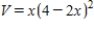 <strong>An open box of maximum volume is to be made from a square piece of material 4 centimeters on a side by cutting equal squares from the corners and turning up the sides(see figure).What is the domain of the function . </strong> A)domain: B)domain: 4 C)domain: D)domain: E)domain: 2