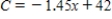 <strong>A company reimburses its sales representatives $145 per day for lodging and meals plus 42¢ per mile driven.Write a linear equation giving the daily cost C to the company in terms of x,the number of miles driven.Round the numerical values in your answer to two decimal places,where applicable. </strong> A) B) C) D) E)